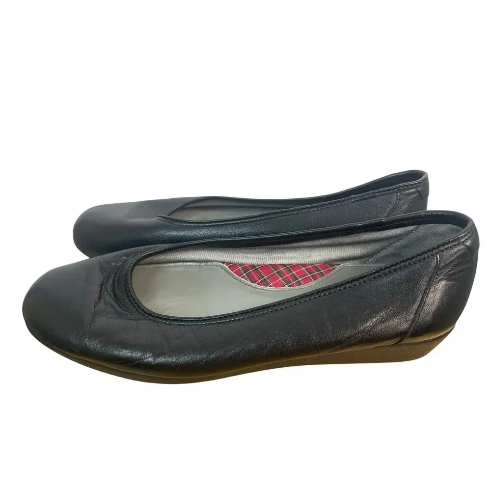 Lady Red Wings black leather flats likely discontinued women’s dress shoe 8.5